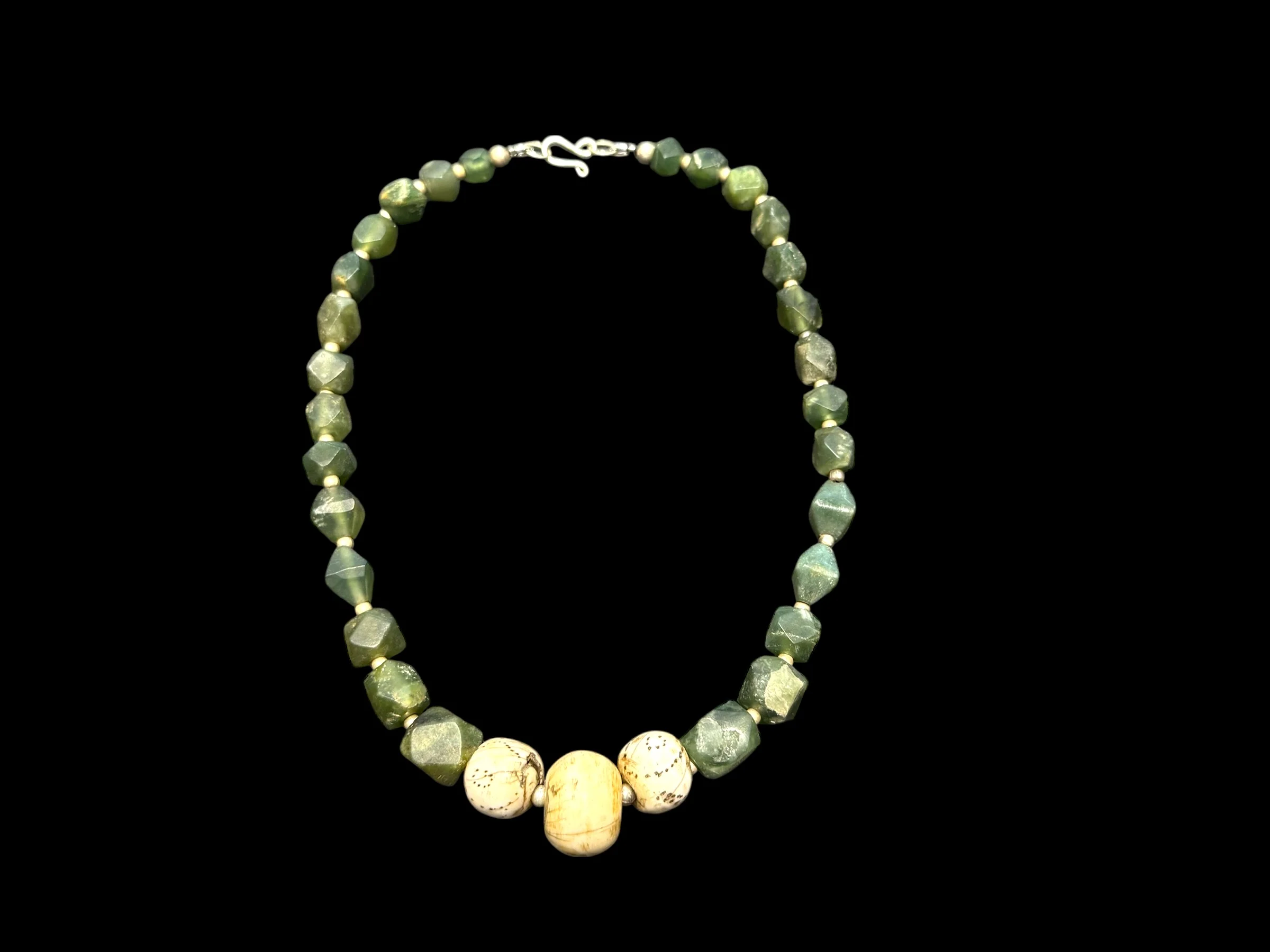 Afghan Serpentine And Naga Shell Necklace
