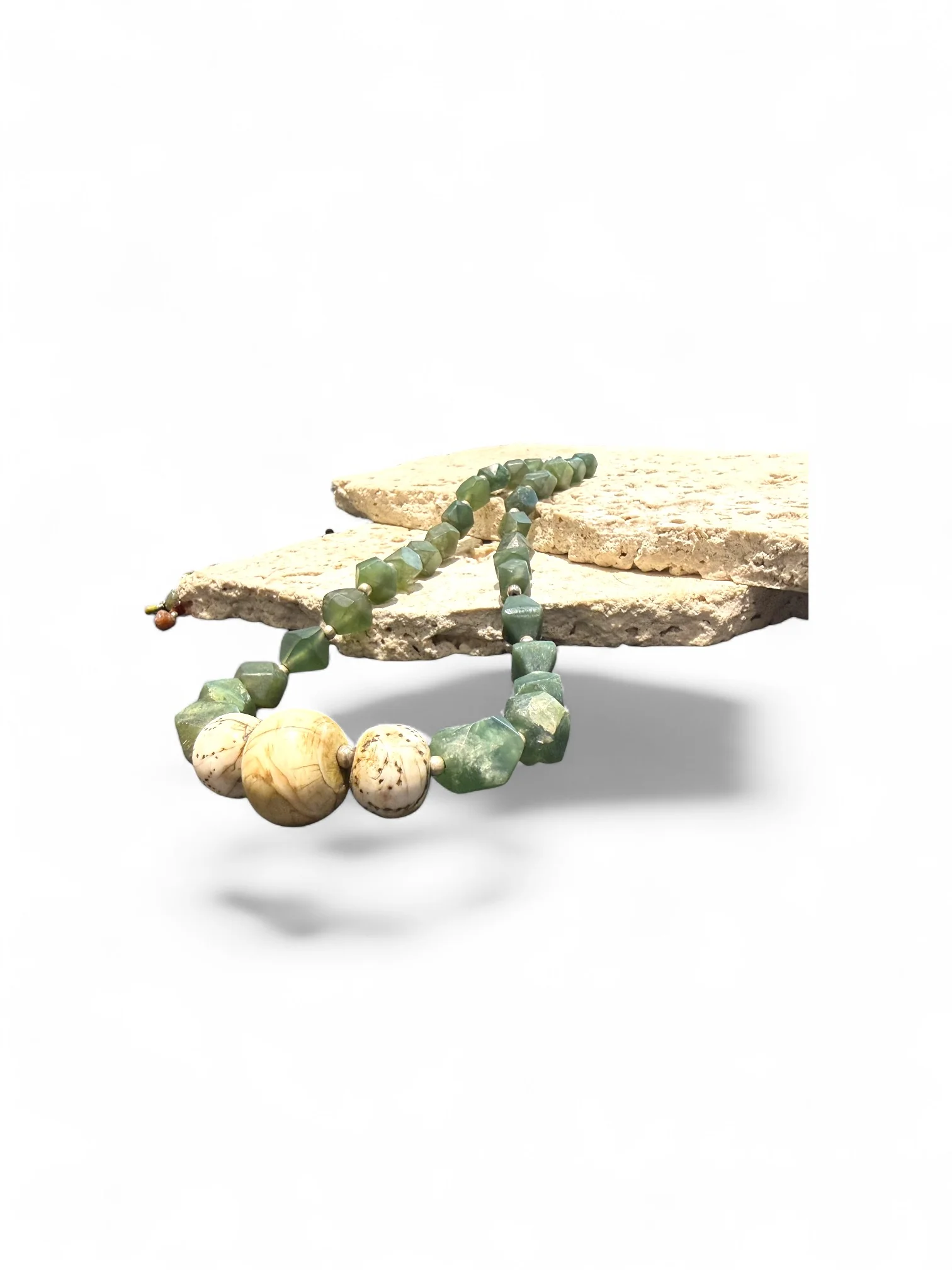 Afghan Serpentine And Naga Shell Necklace - Image 2