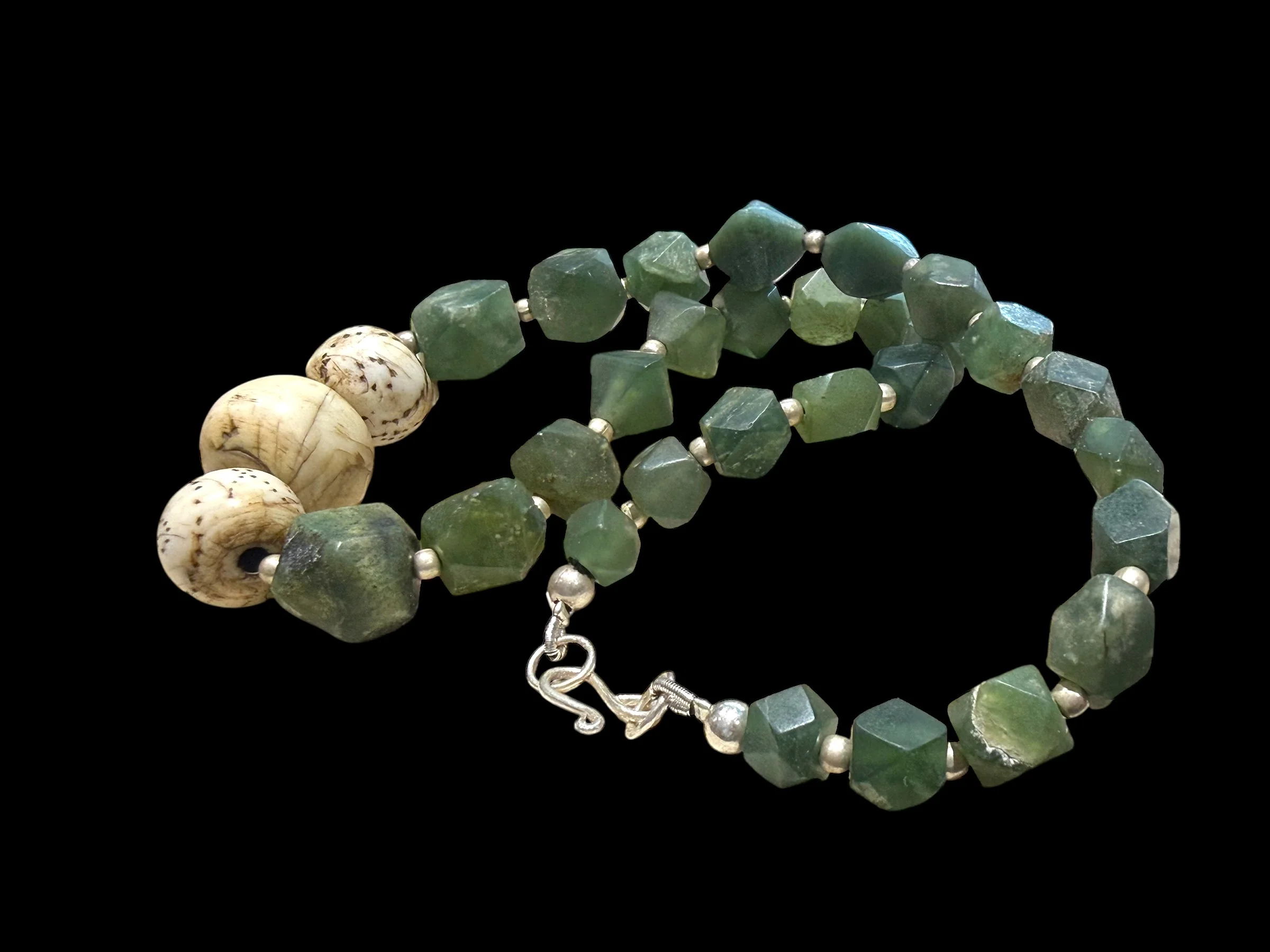 Afghan Serpentine And Naga Shell Necklace - Image 3