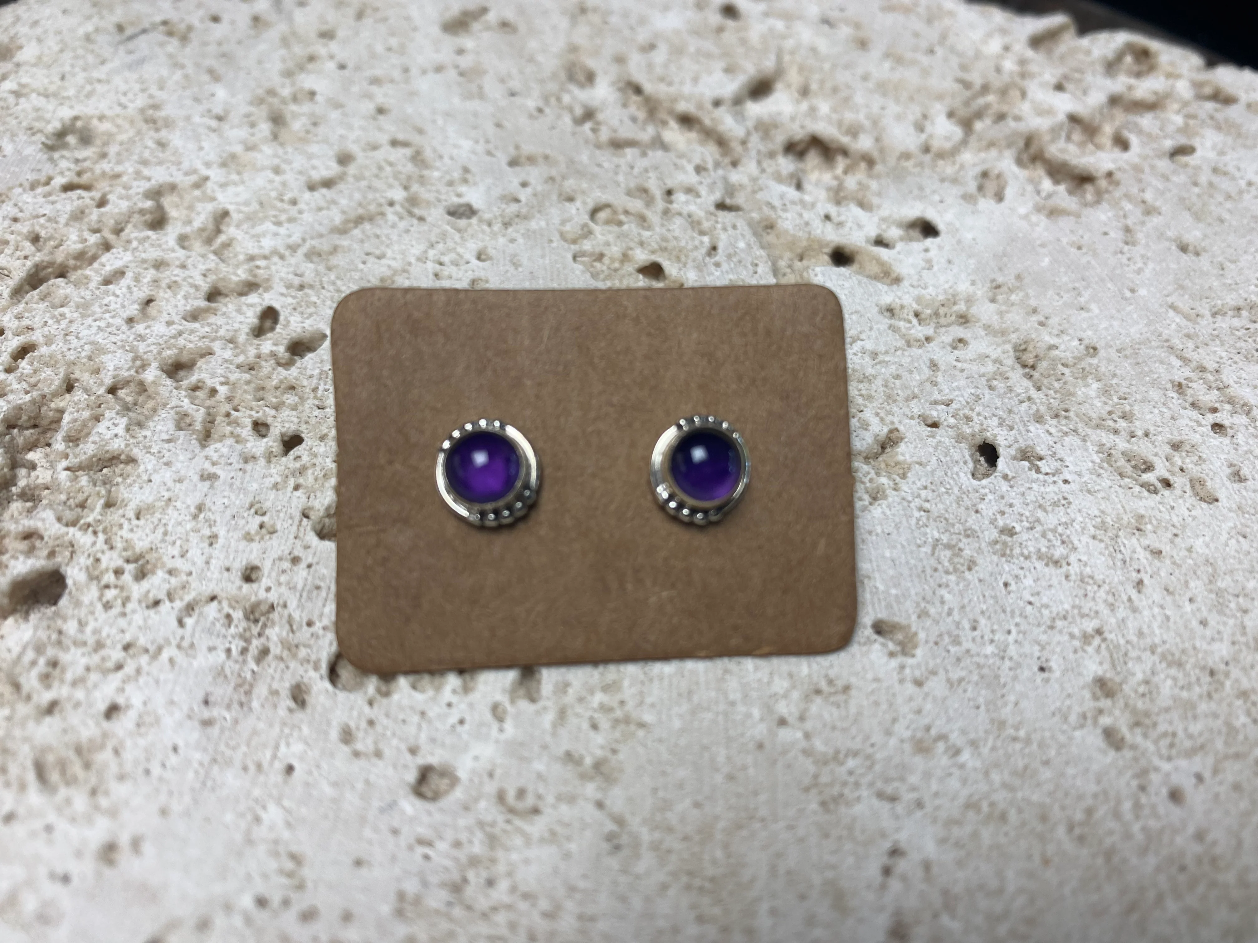 Small Amethyst Silver Studs - Three Styles - Image 2