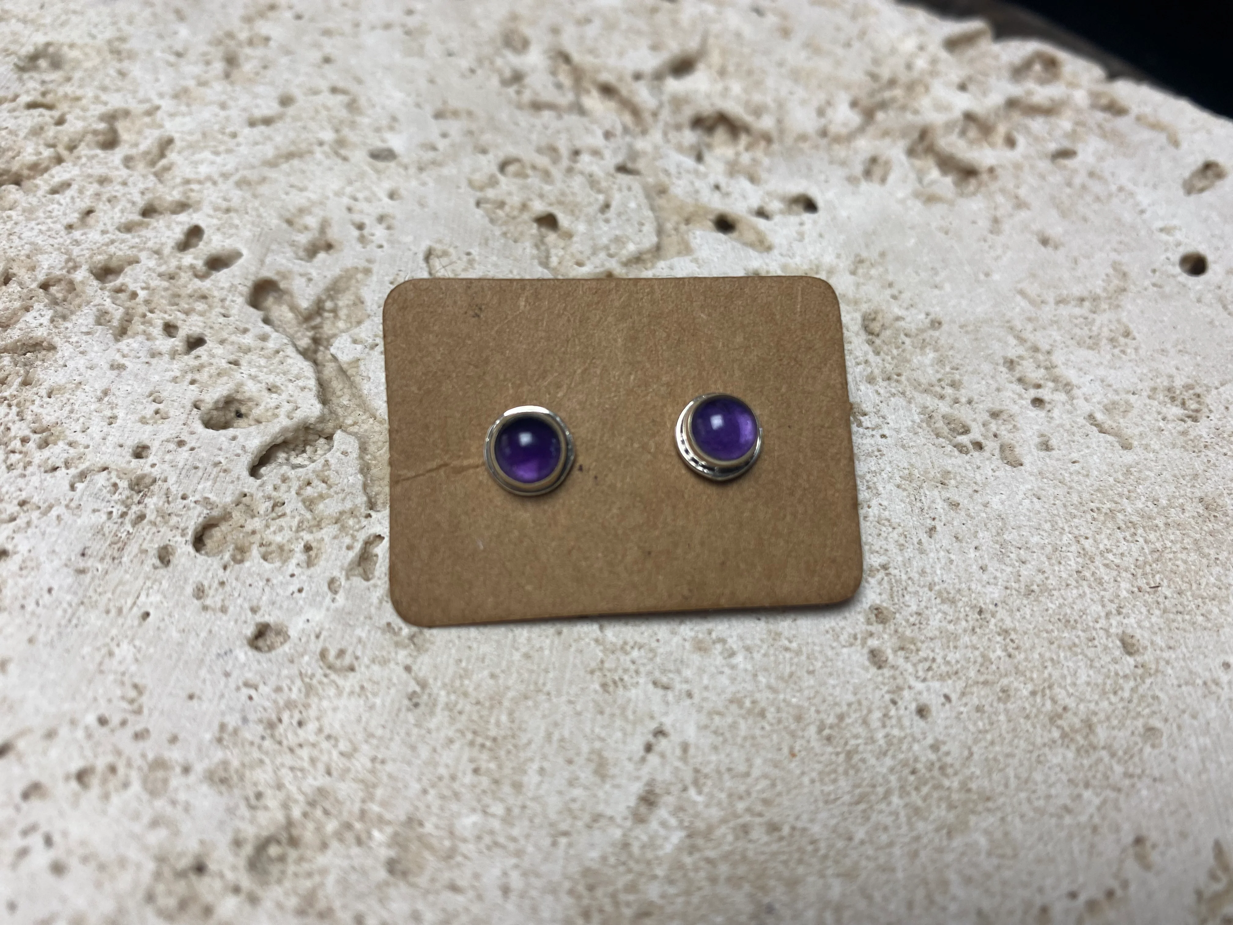 Small Amethyst Silver Studs - Three Styles - Image 3