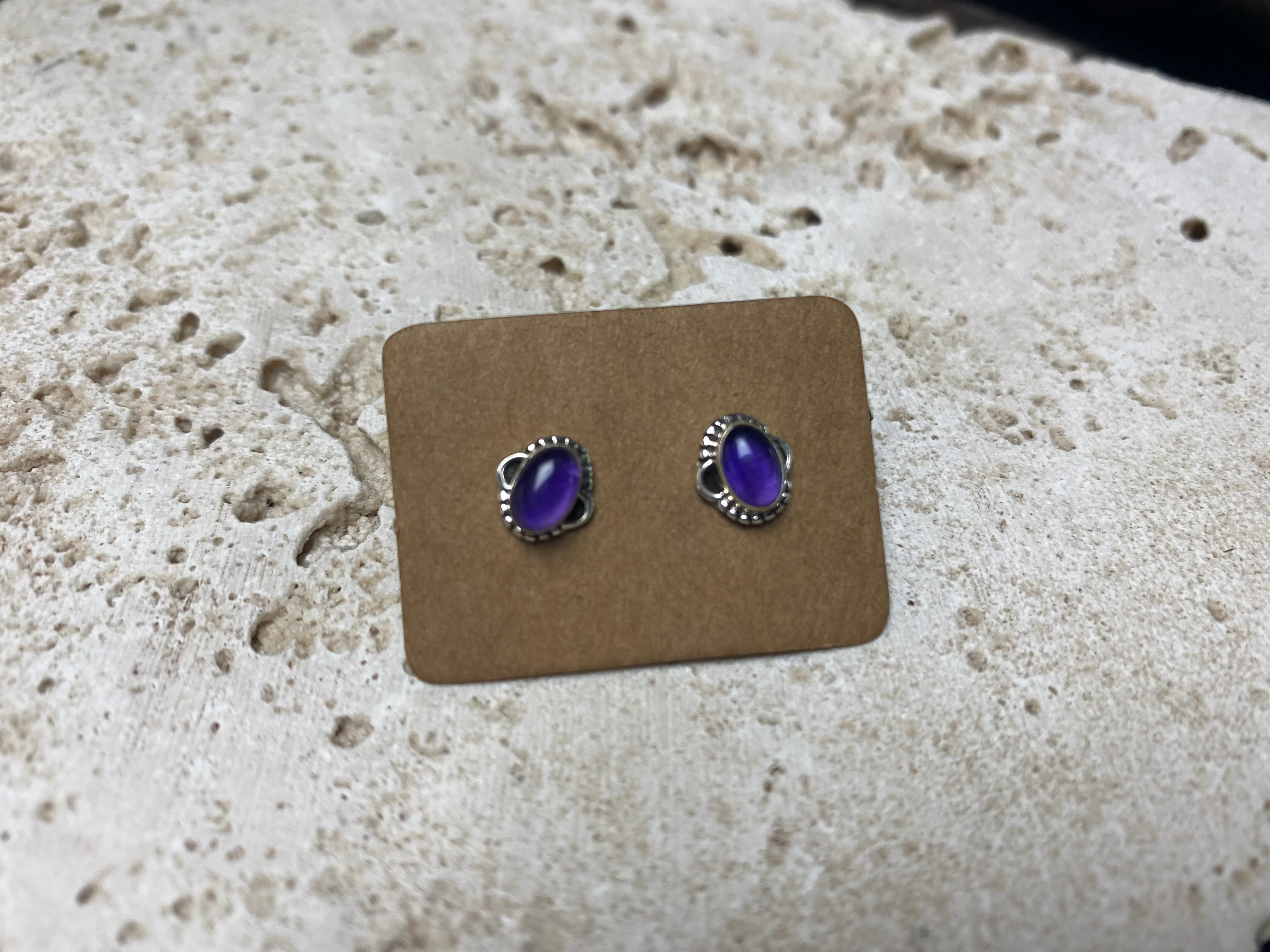 Small Amethyst Silver Studs - Three Styles - Image 4