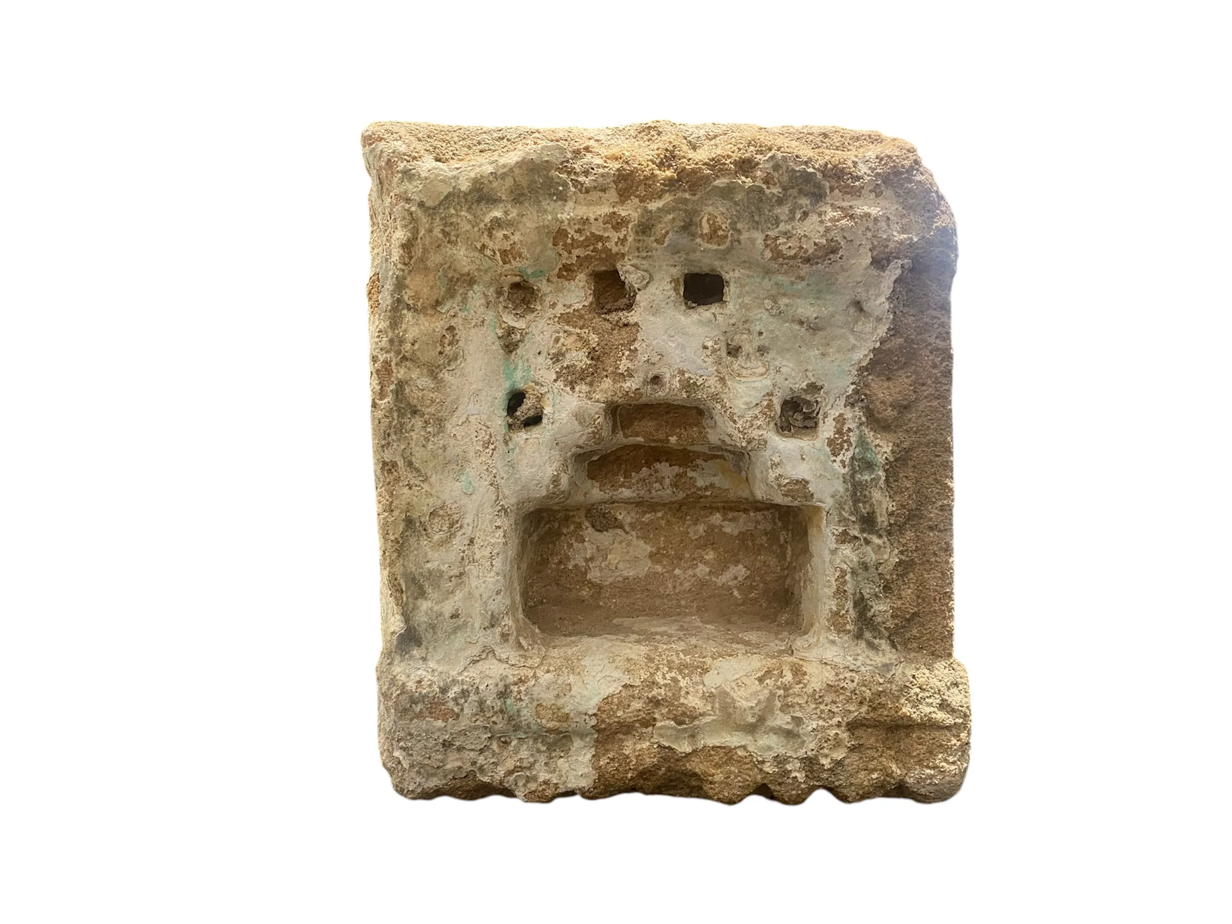 Antique Indian Hand Carved Stone Wall Shrine