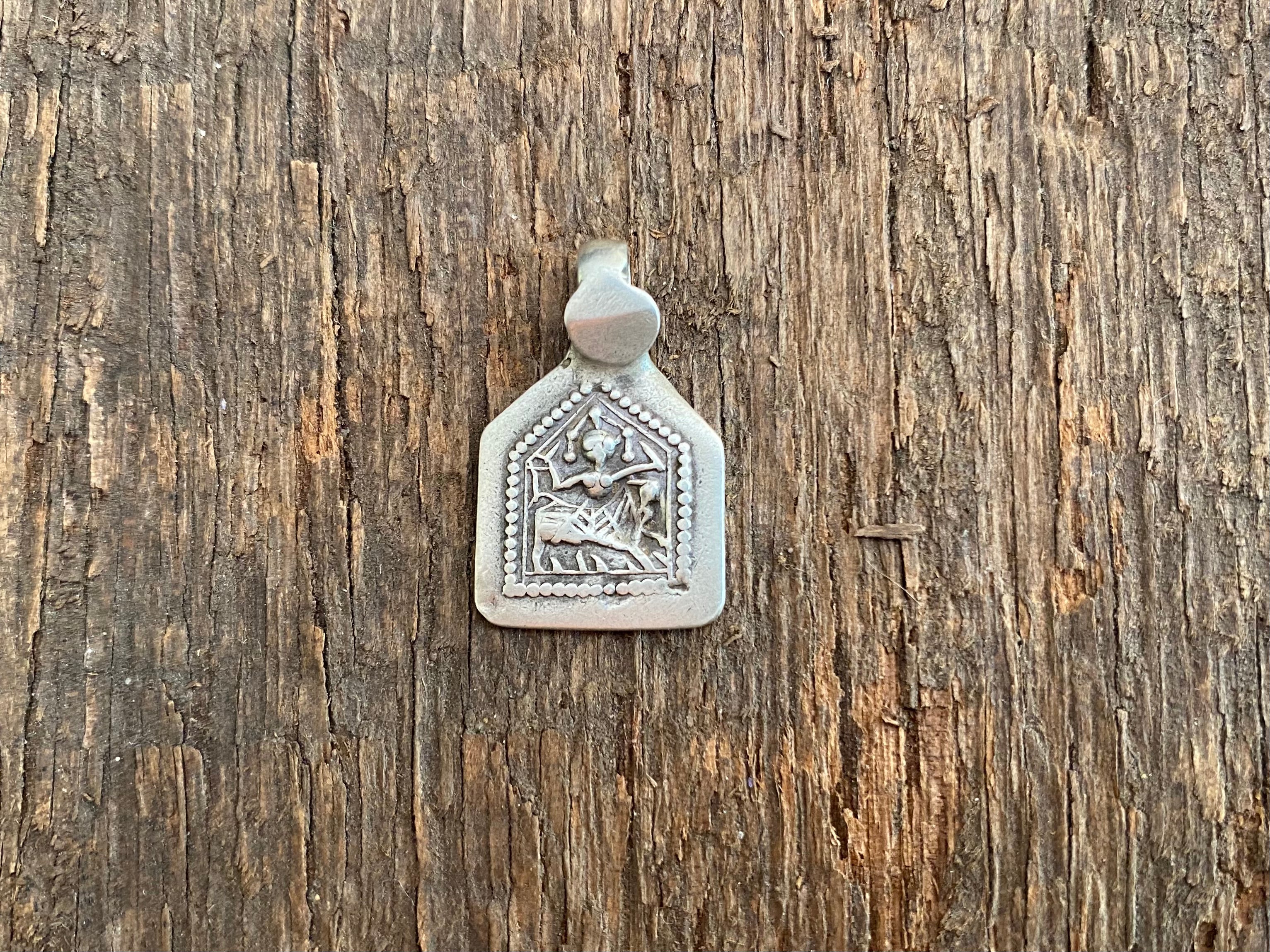 Antique Silver Tribal Amulet Pendants - Baba Ramdev - Image 7