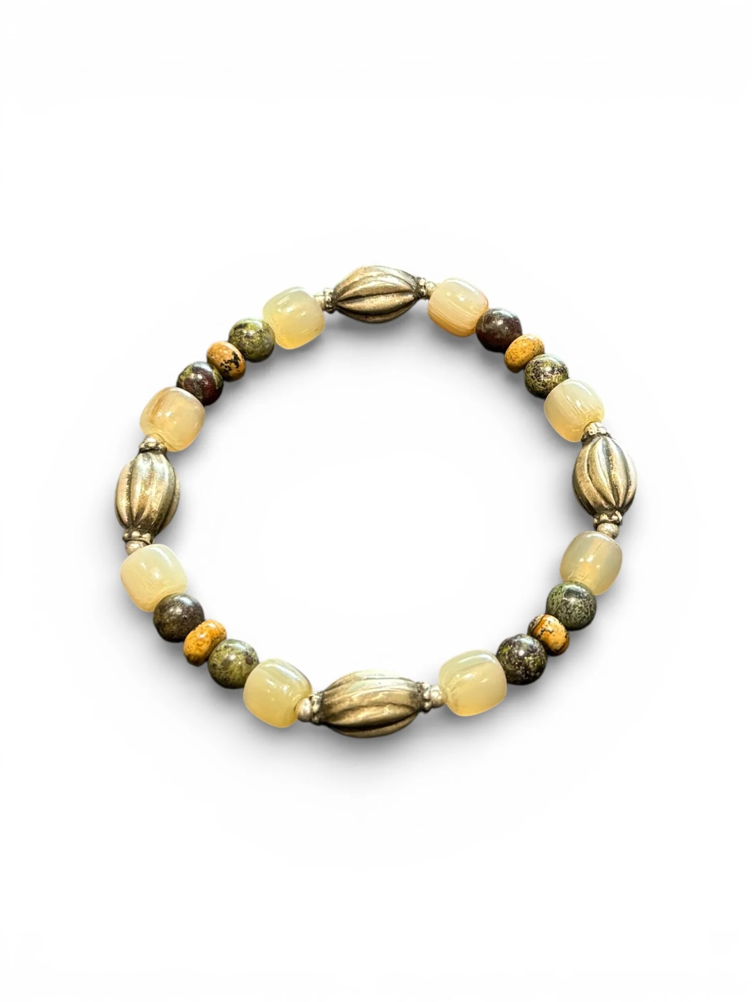 Bloodstone, Silver and Buffalo Horn Yoga Bracelet - Image 4
