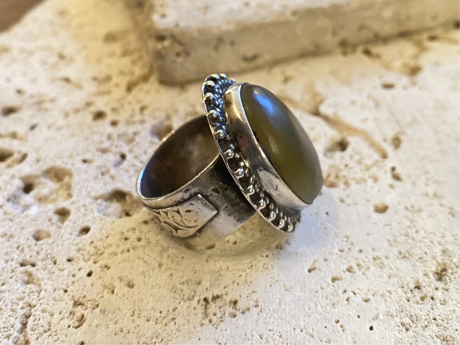 Carnelian Afghan Silver Tribal Ring - Image 2