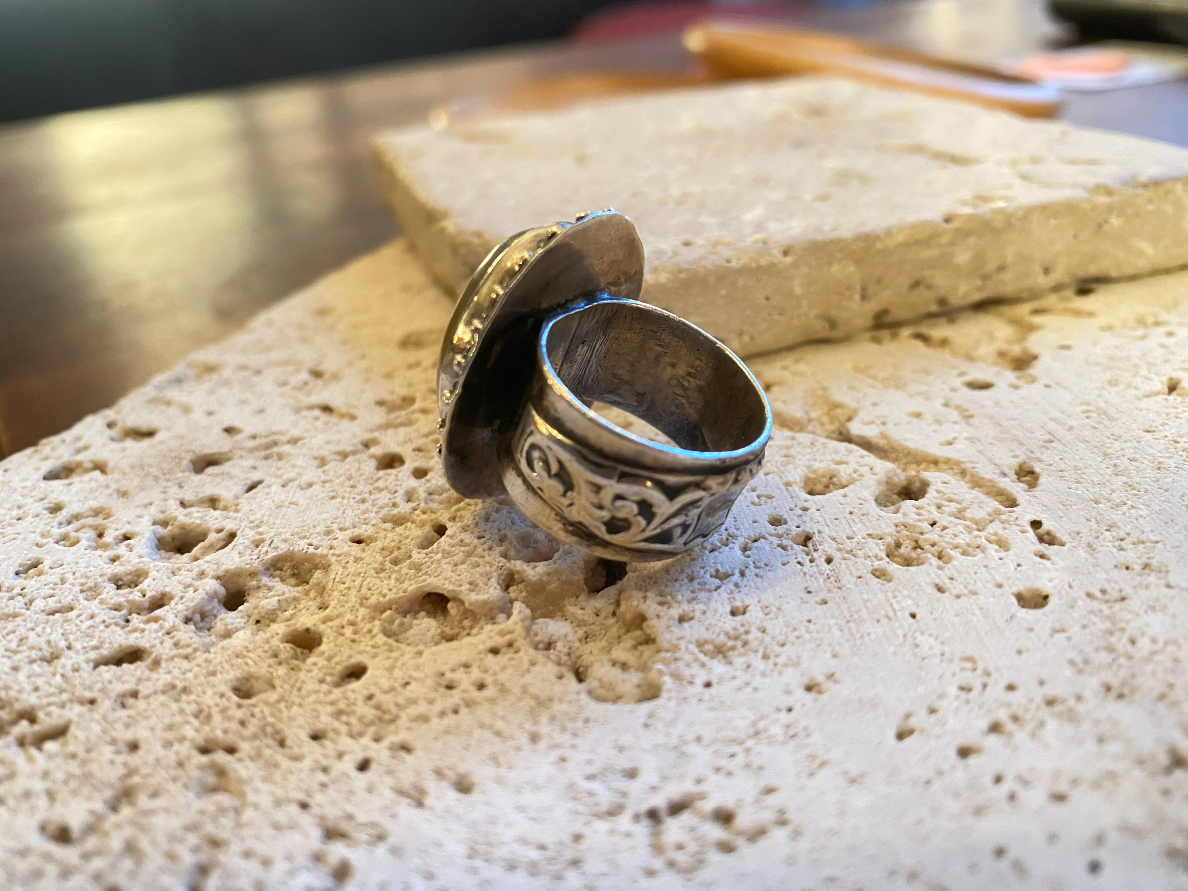 Carnelian Afghan Silver Tribal Ring - Image 3
