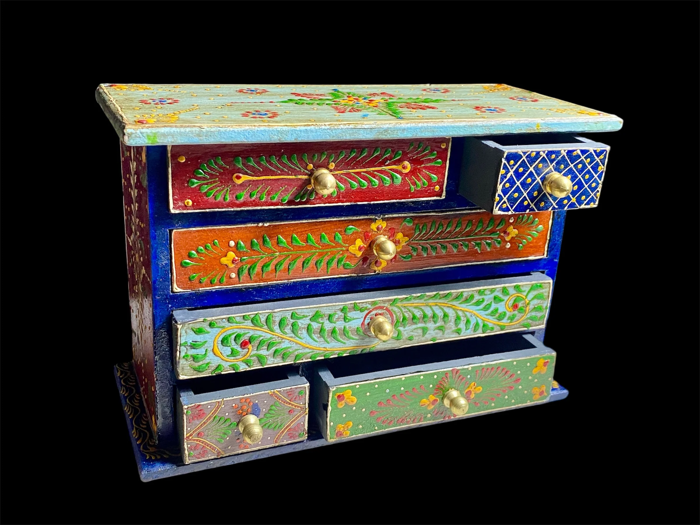 Decorative Painted Cabinet With Six Drawers - Image 3