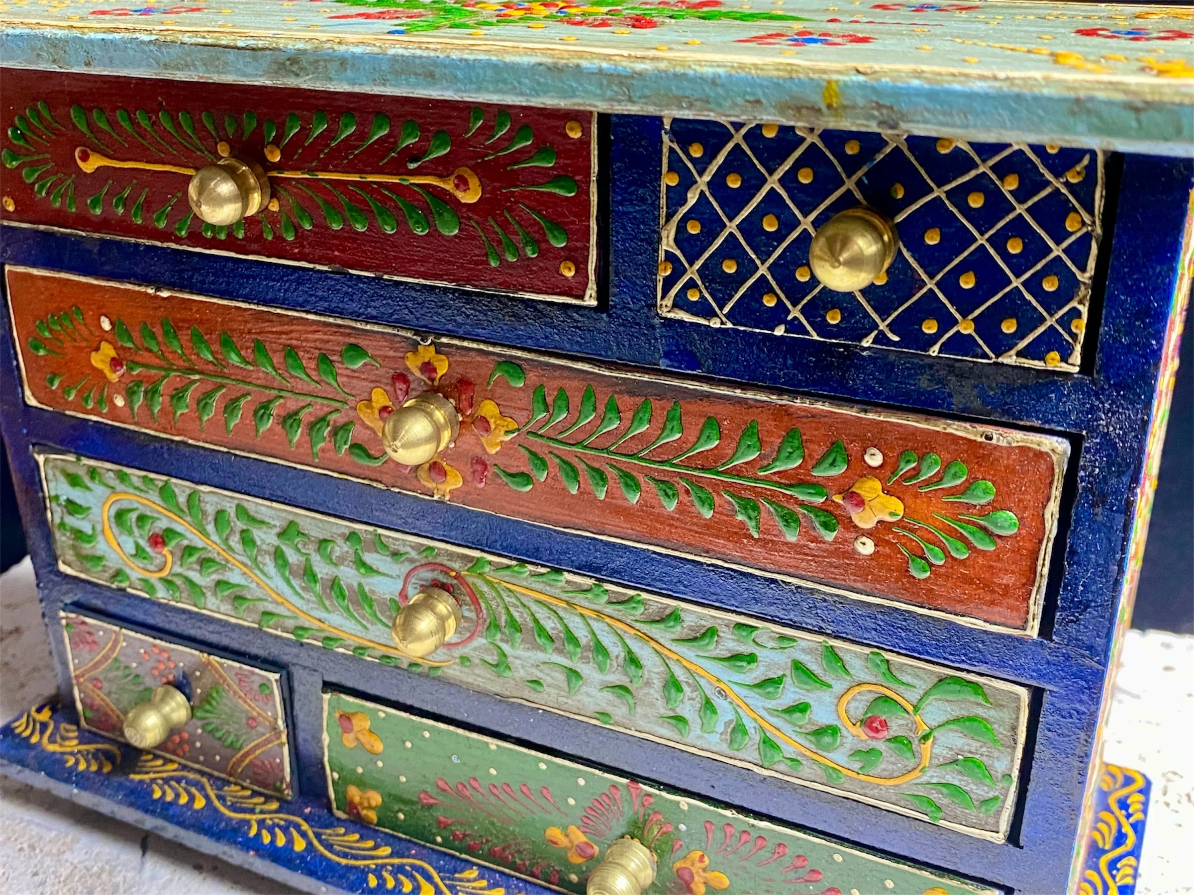 Decorative Painted Cabinet With Six Drawers - Image 4