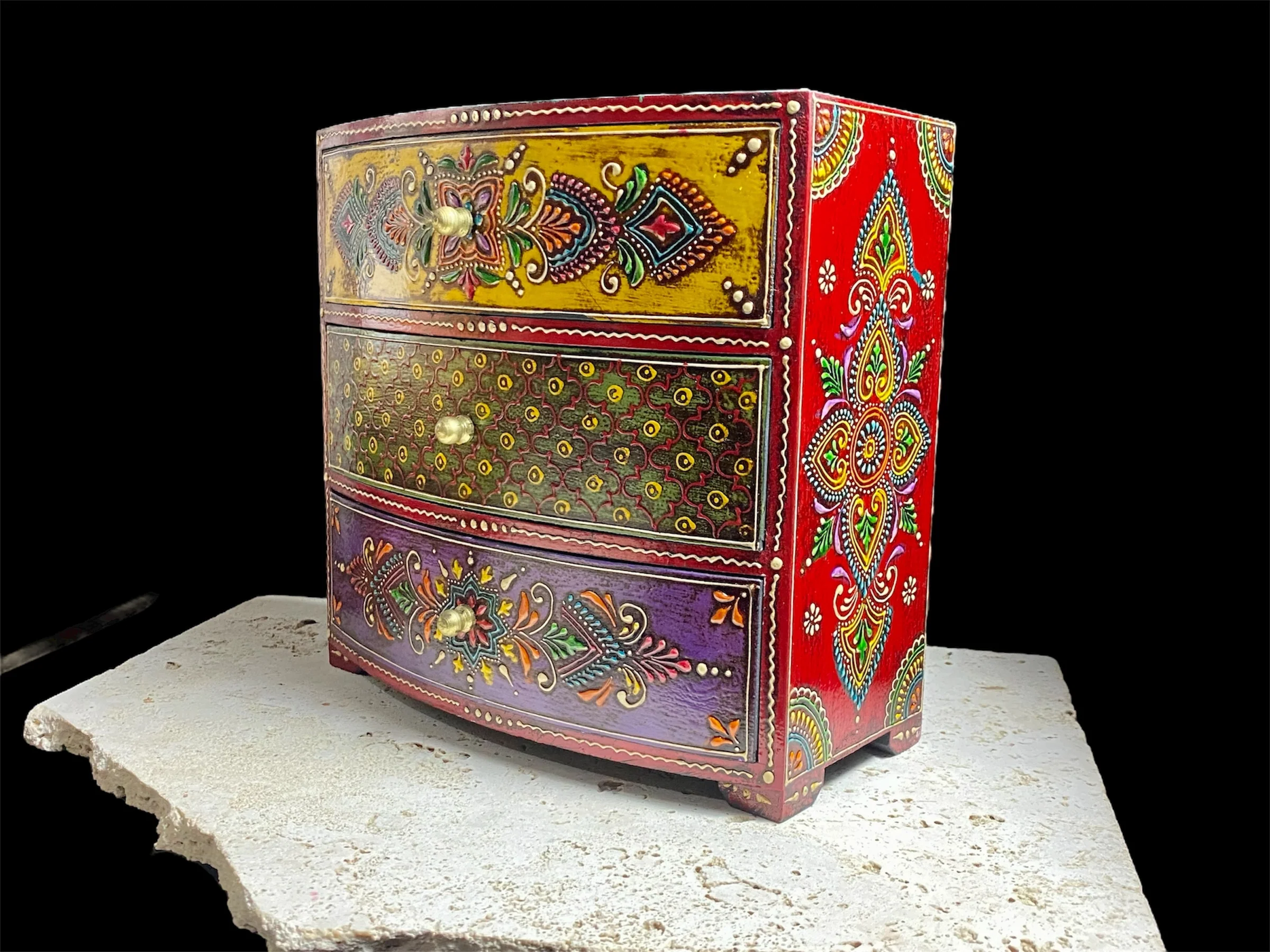 Decorative Painted Chest With Three Drawers