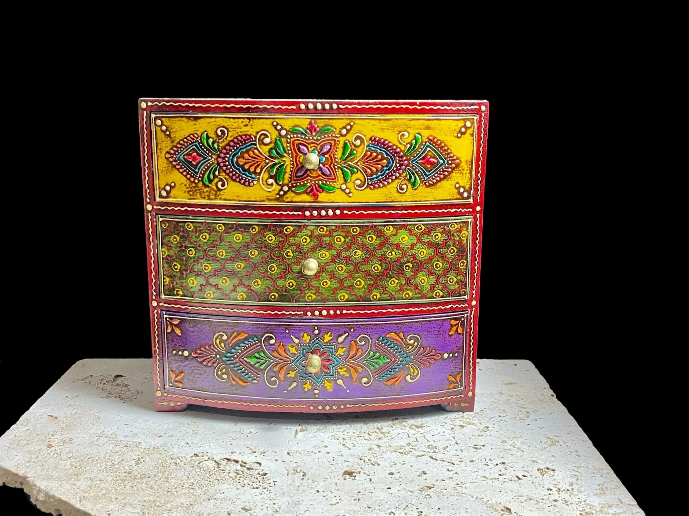 Decorative Painted Chest With Three Drawers - Image 2