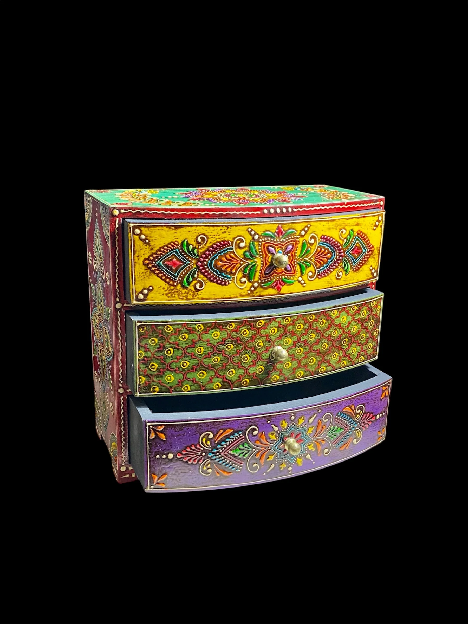 Decorative Painted Chest With Three Drawers - Image 3