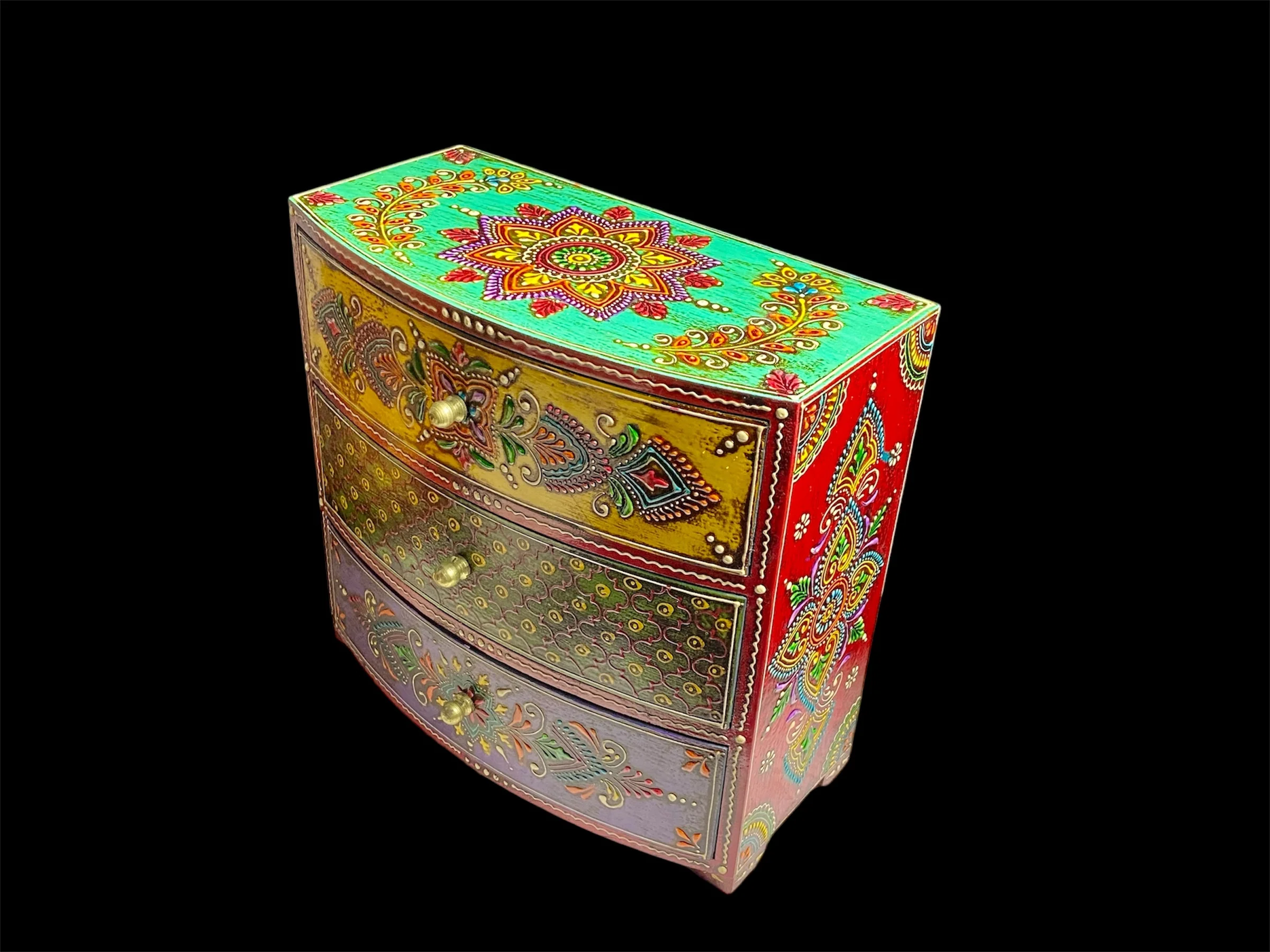 Decorative Painted Chest With Three Drawers - Image 4
