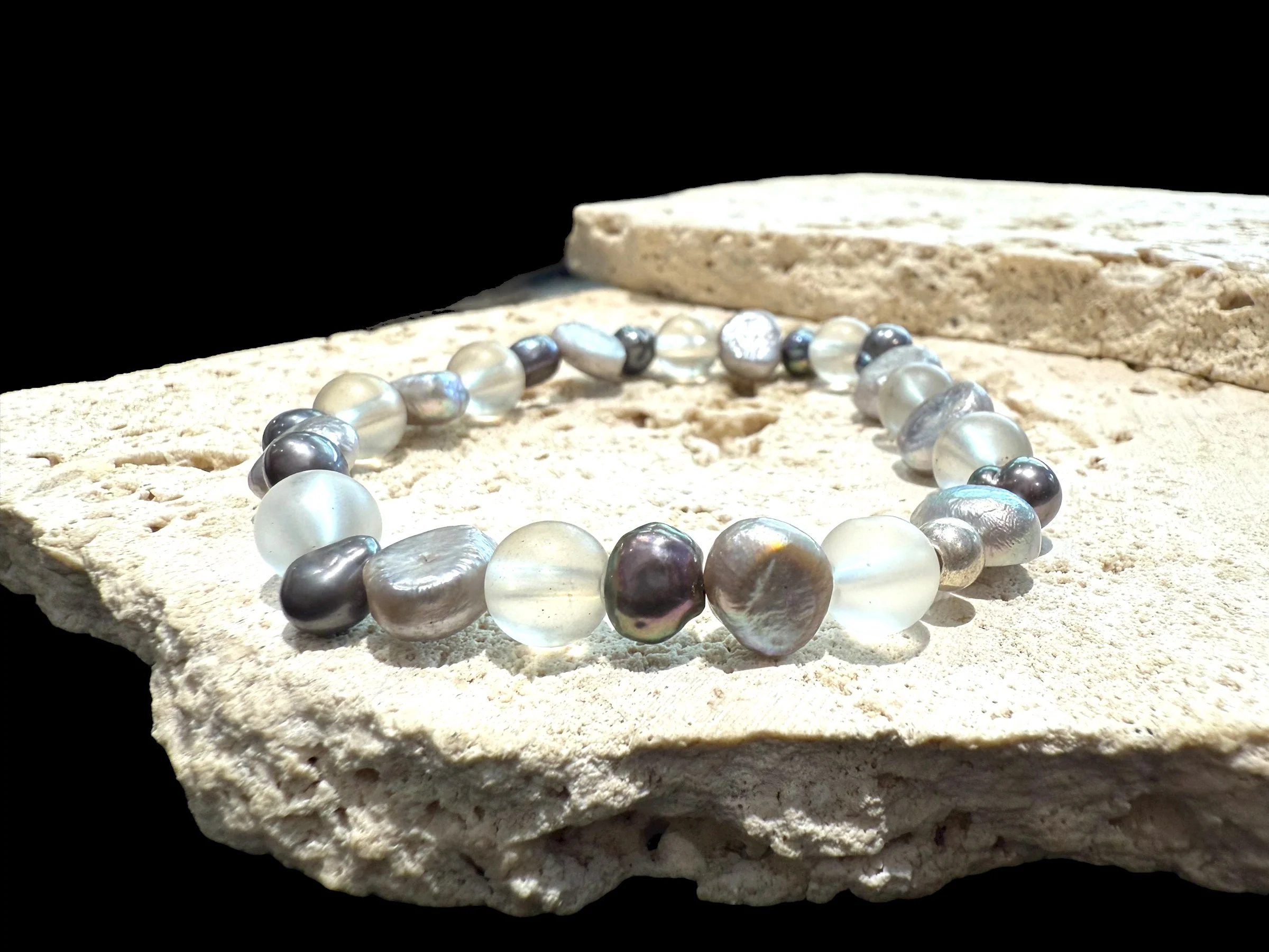 Freshwater Pearl And Rock Crystal Bracelet