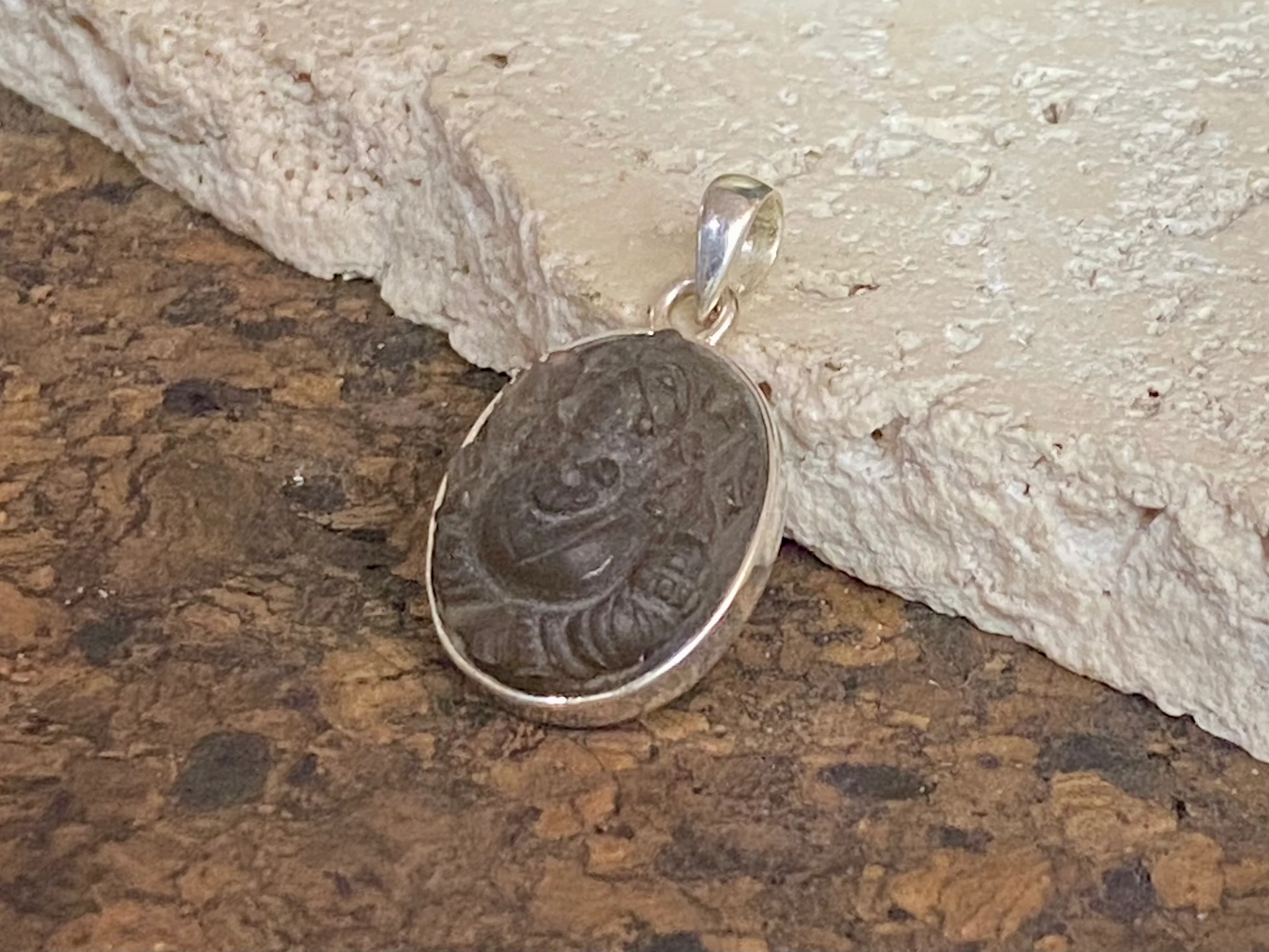Hand Carved Smokey Quartz Ganesh Pendant - Image 3