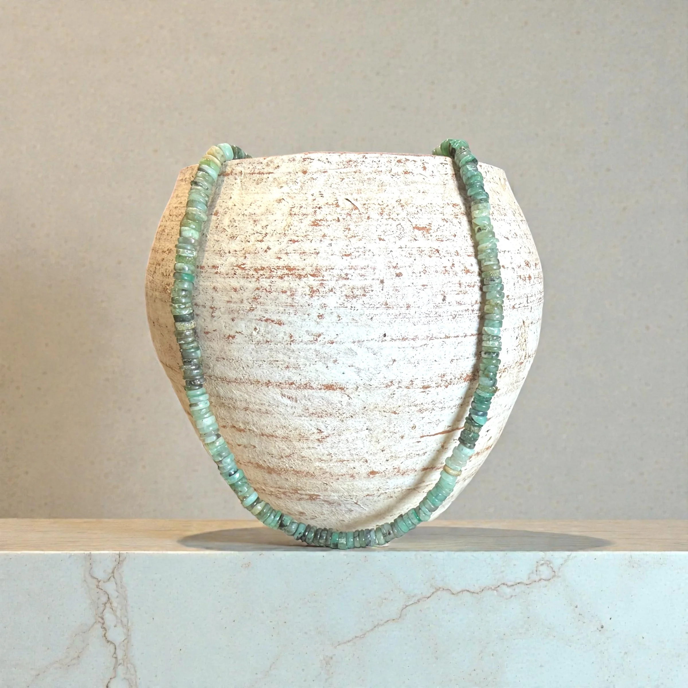 Heshi Cut Emerald Bead Necklace