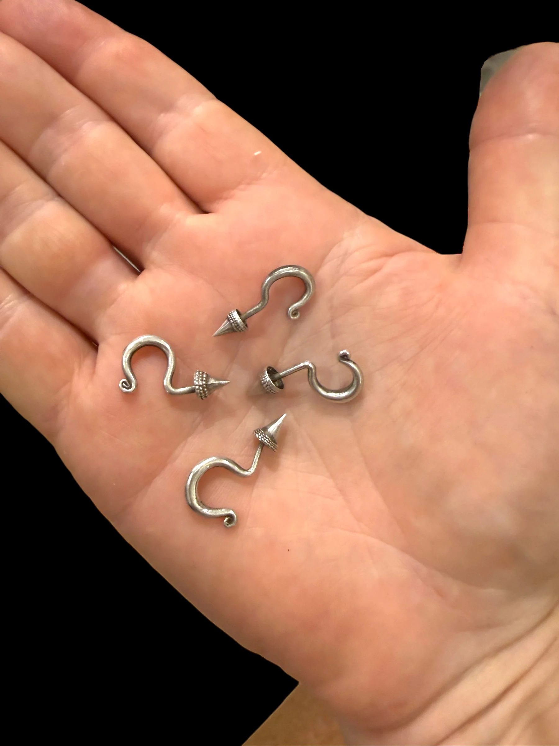Vintage Hmong Tribal Silver Cone Earrings - Image 3