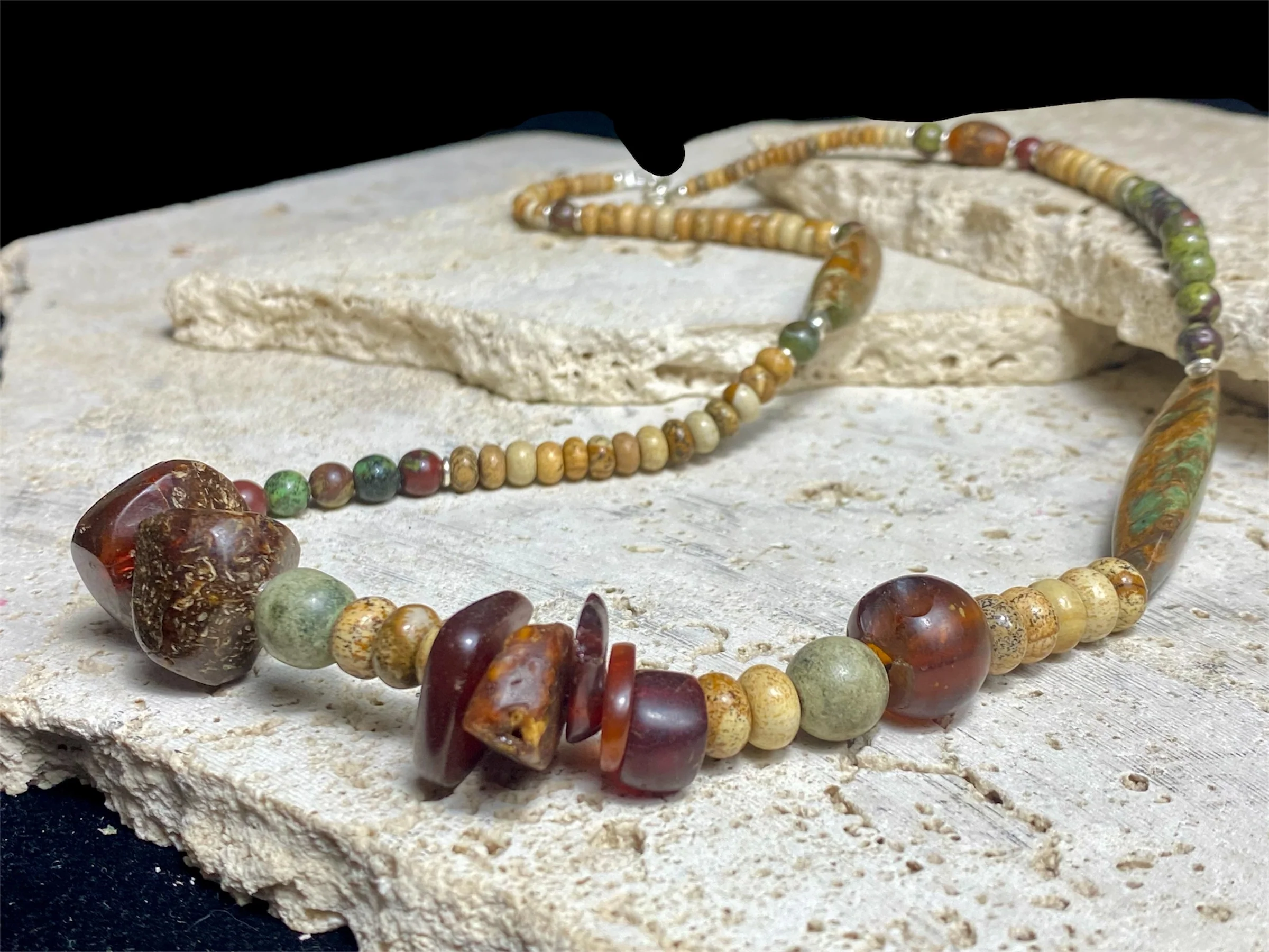 Jasper, Bloodstone And Amber Necklace - Image 2