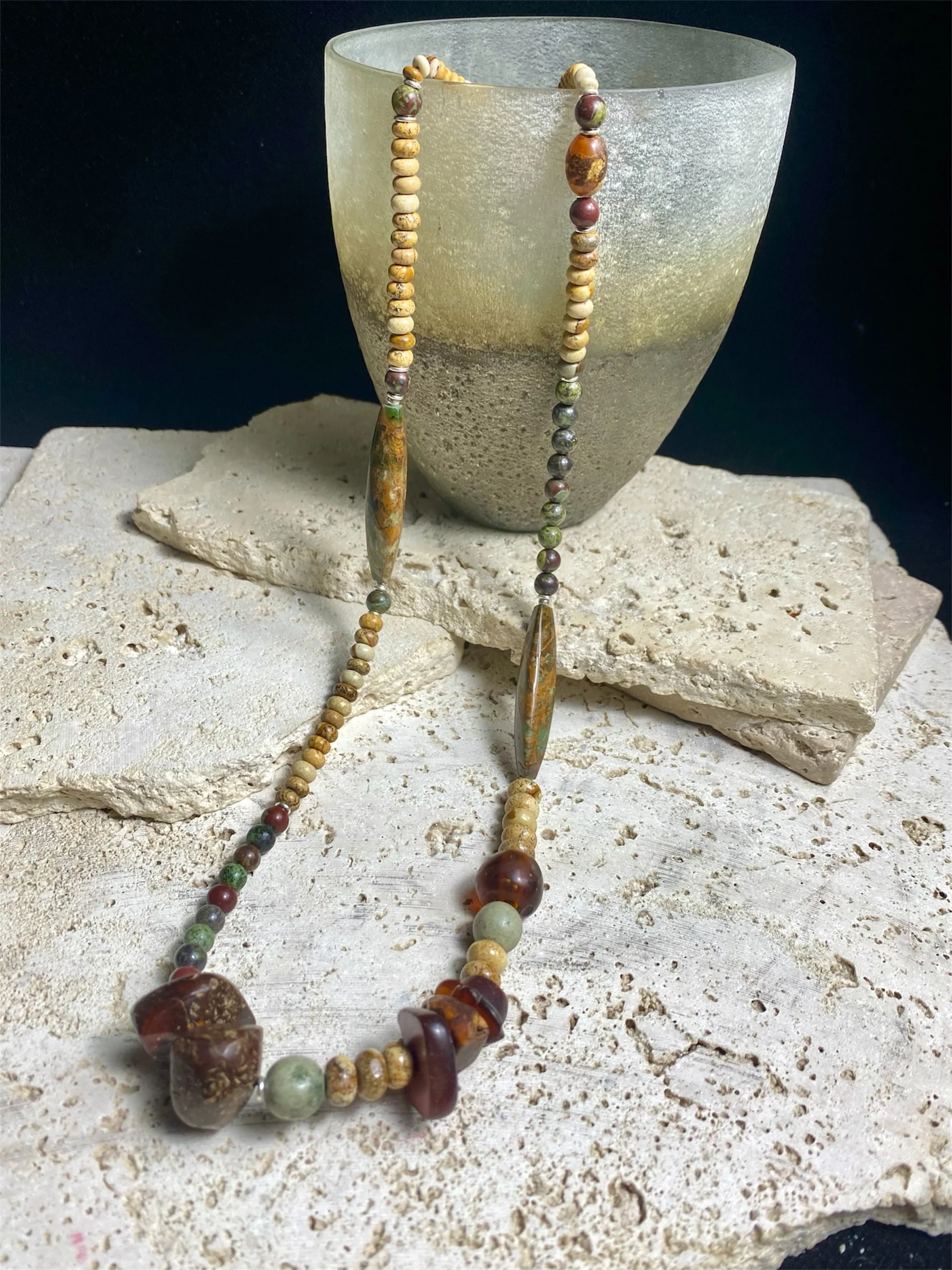 Jasper, Bloodstone And Amber Necklace - Image 3