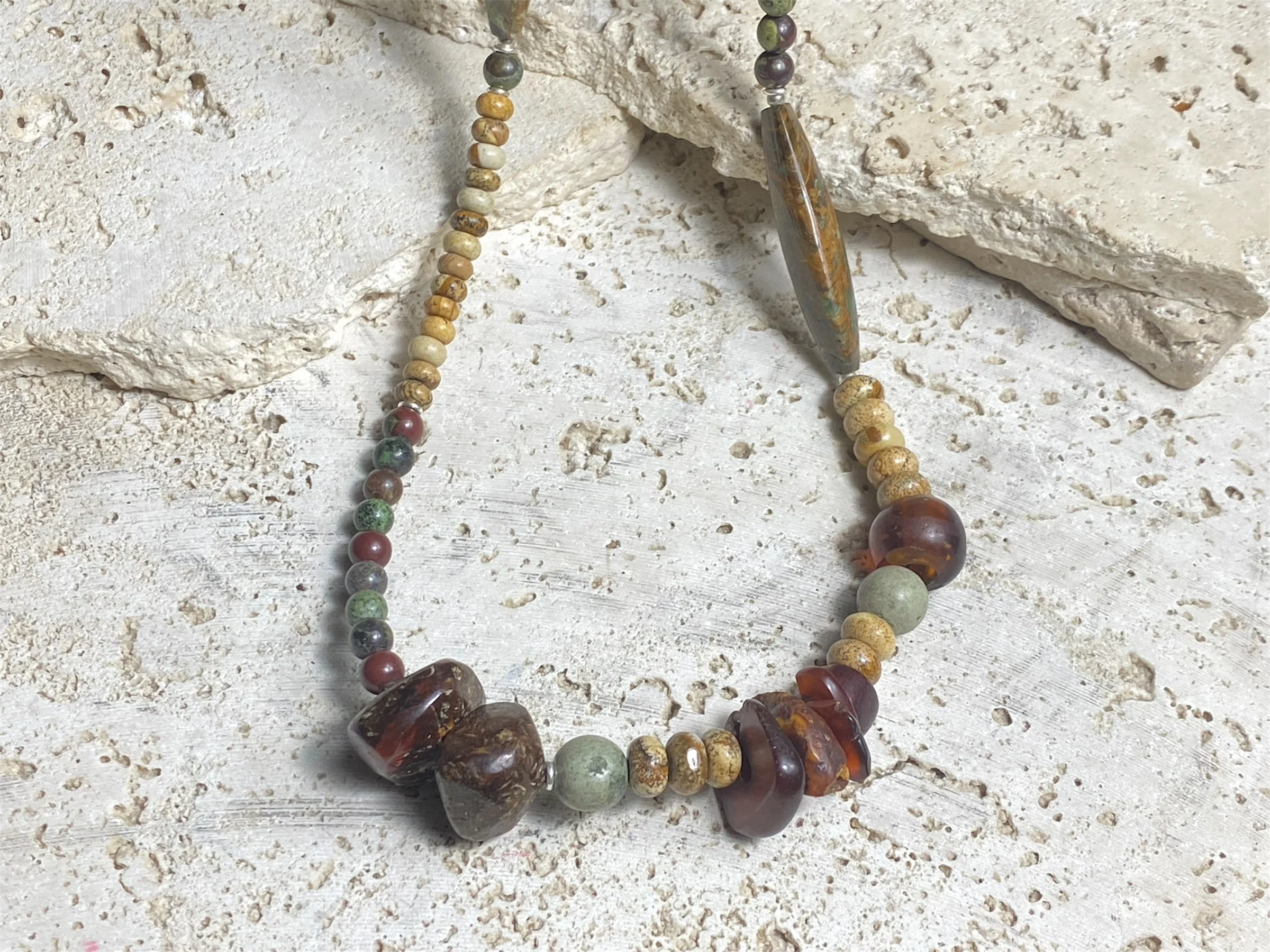 Jasper, Bloodstone And Amber Necklace - Image 4