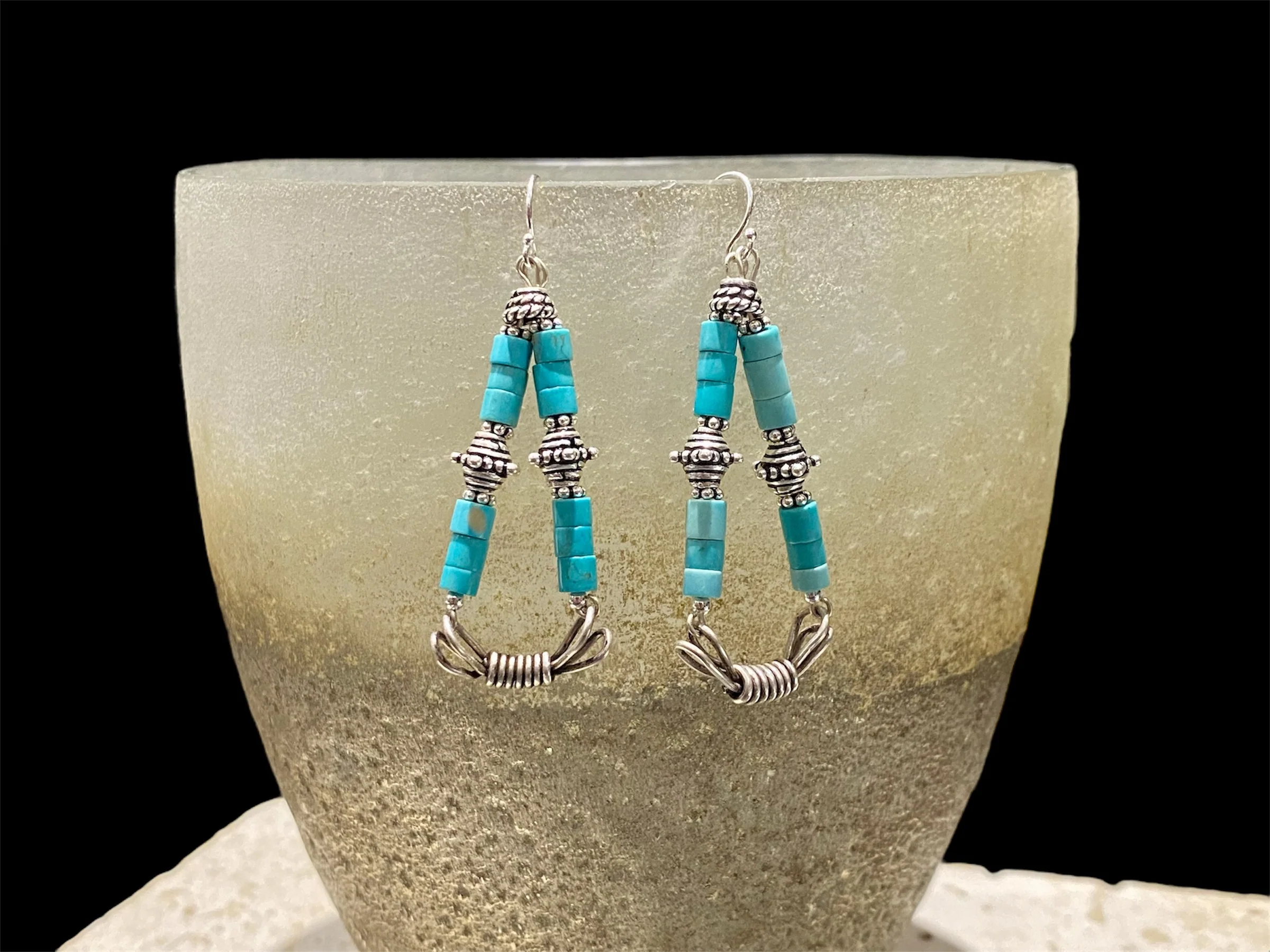 Roman Turquoise Chandelier  Earrings - Image 2