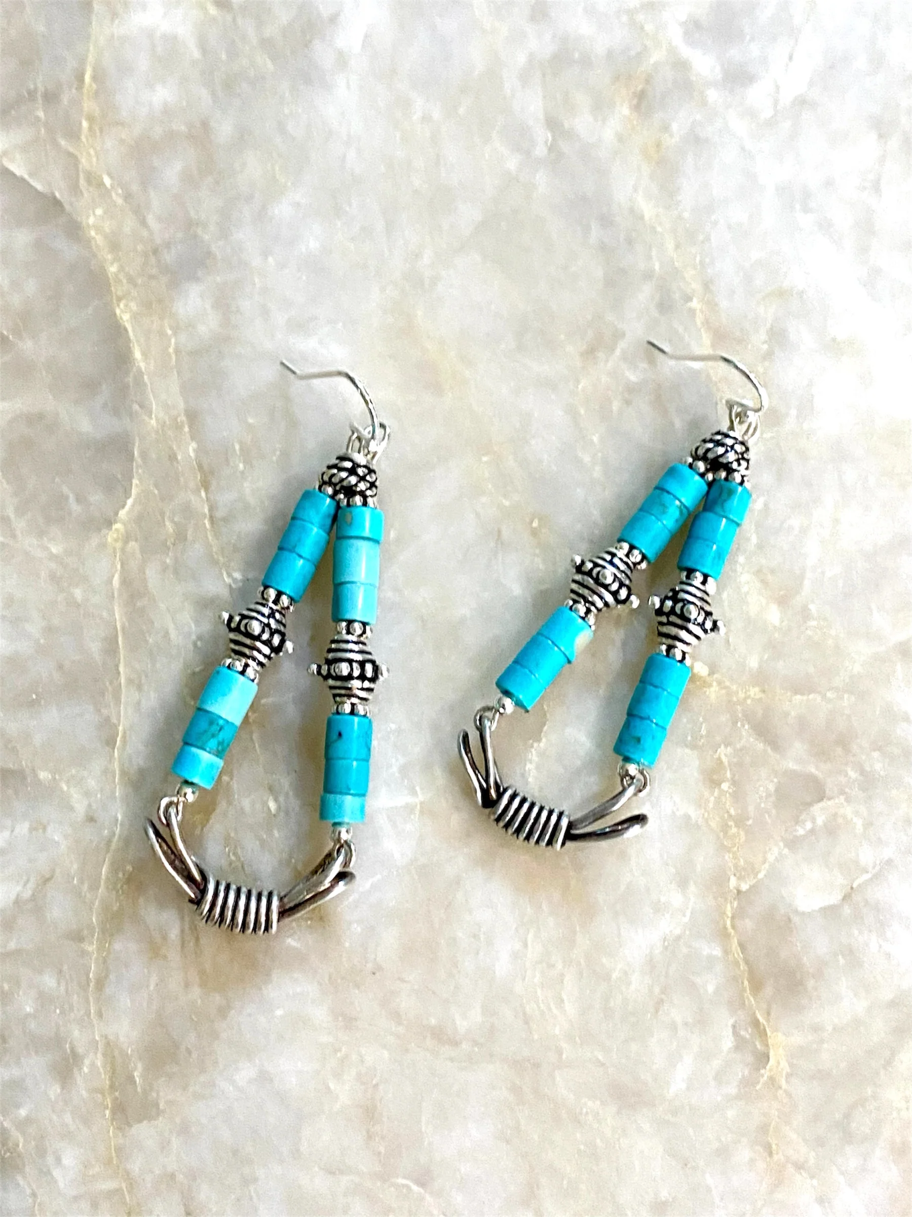 Roman Turquoise Chandelier  Earrings - Image 3