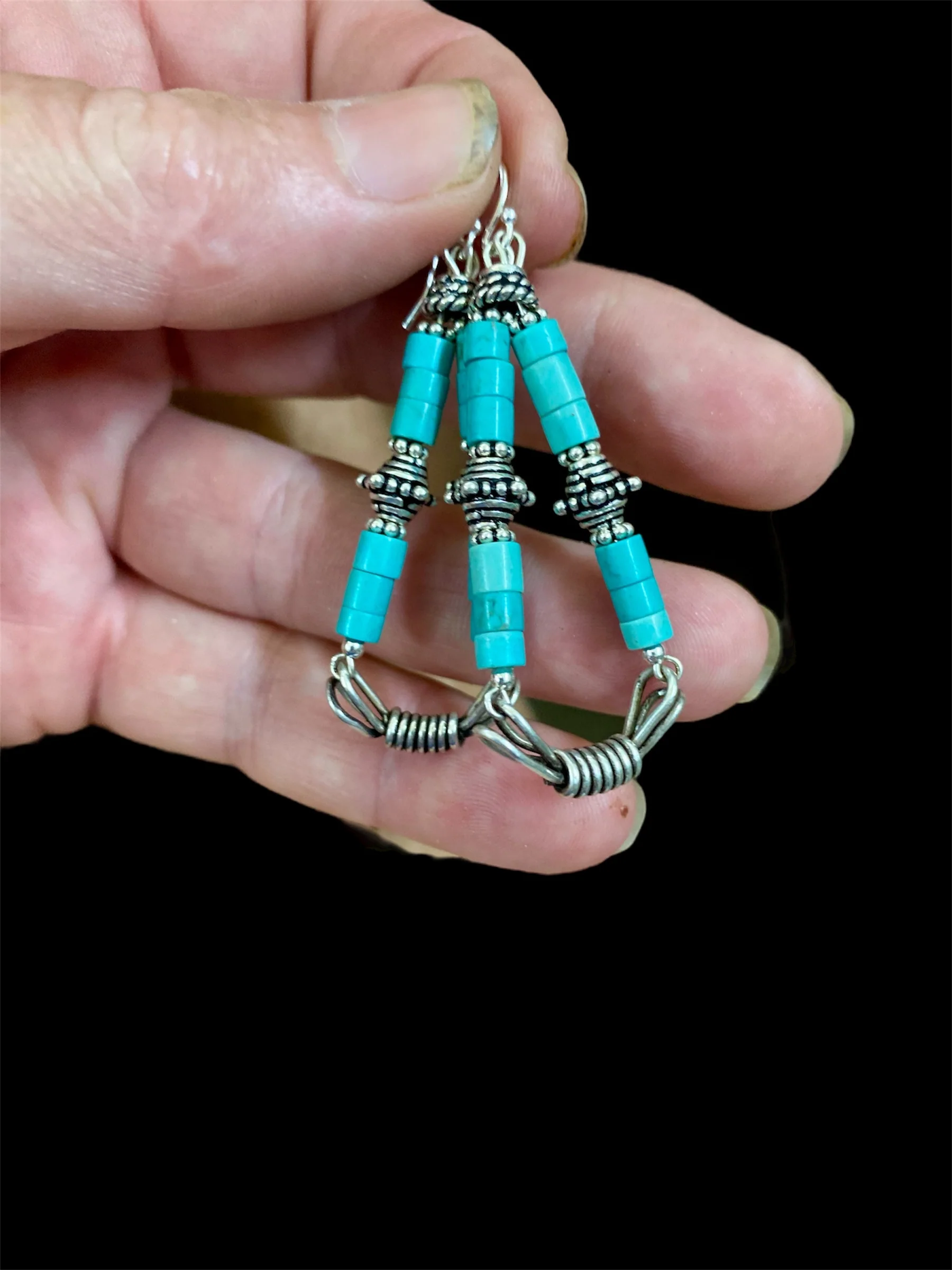 Roman Turquoise Chandelier  Earrings - Image 4