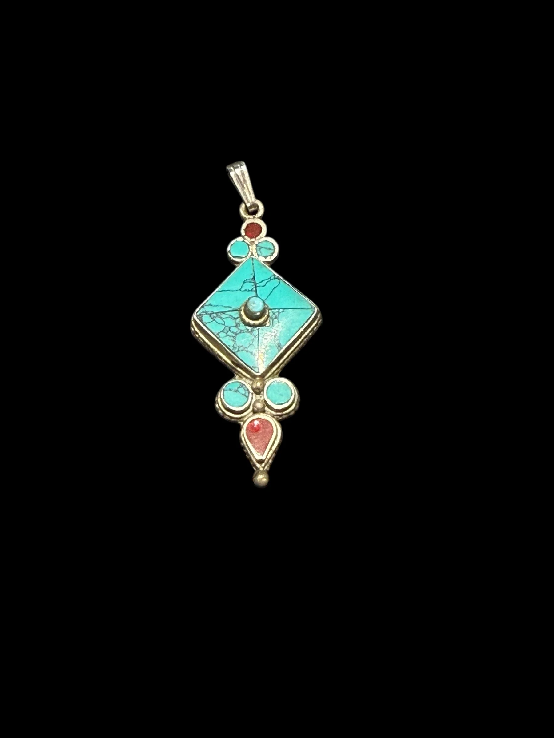 Silver And Turquoise Tibetan Pendants - Image 3