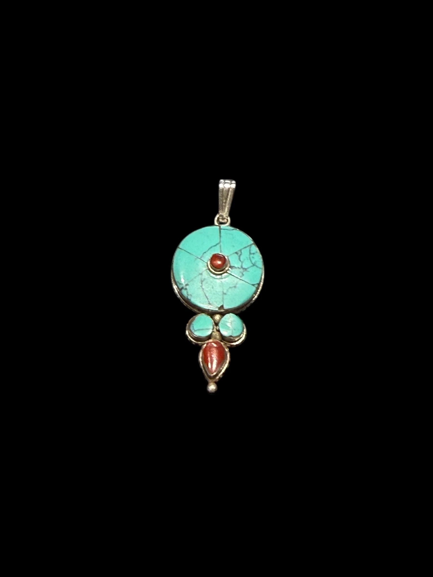 Silver And Turquoise Tibetan Pendants - Image 4