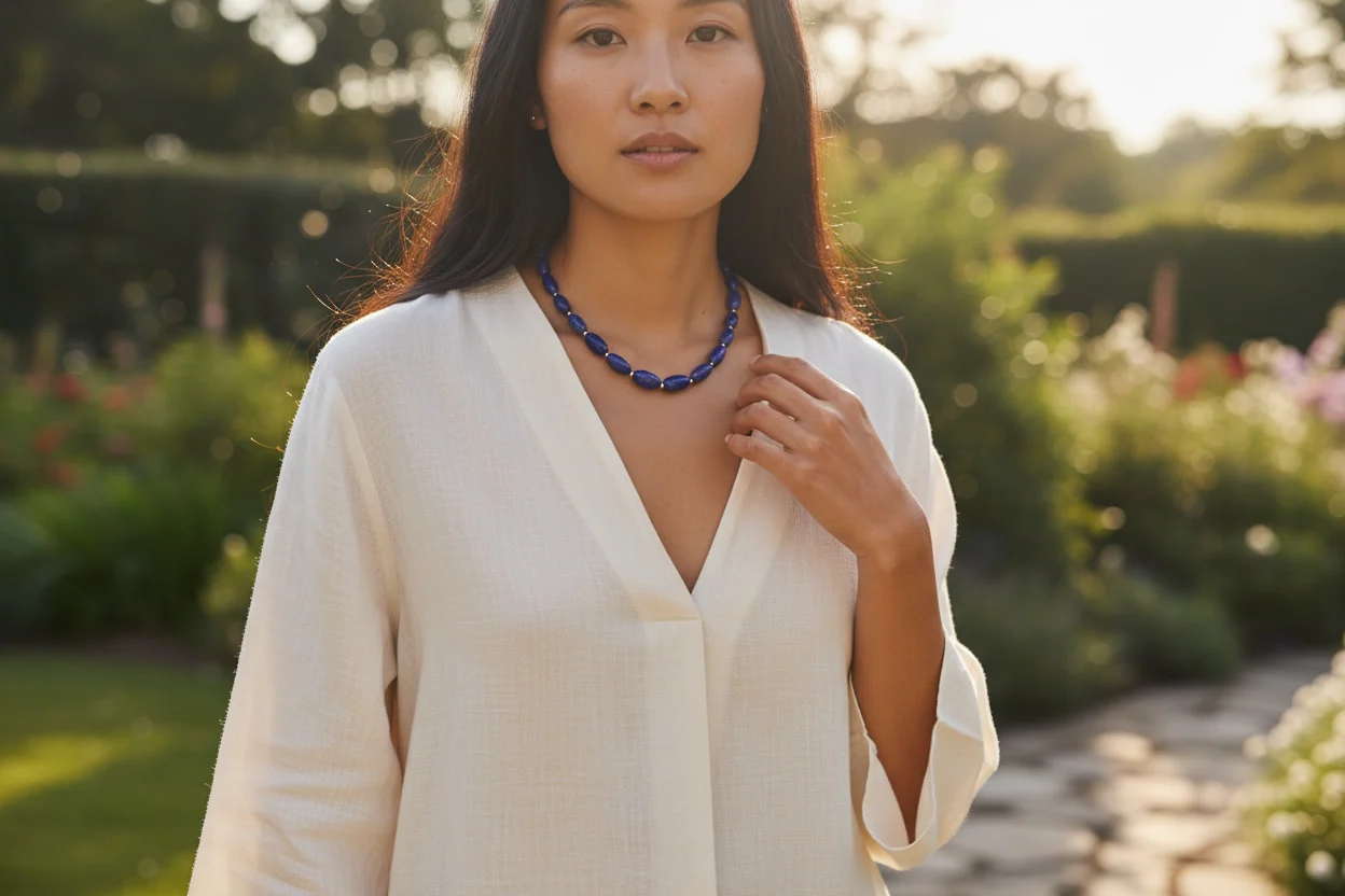 Simple Lapis Lazuli Necklace - Image 2