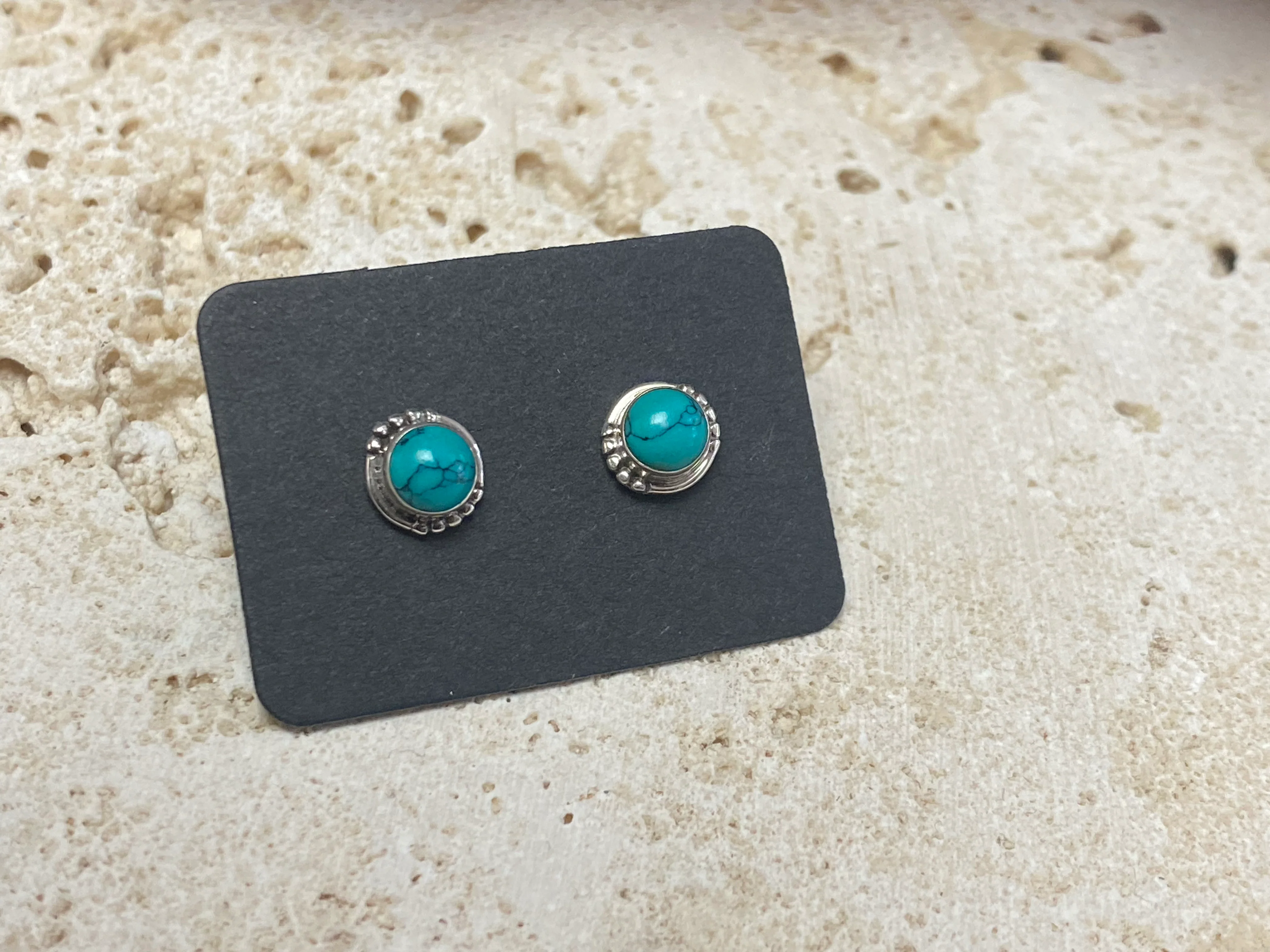 Small Turquoise Silver Studs - Five Styles - Image 4