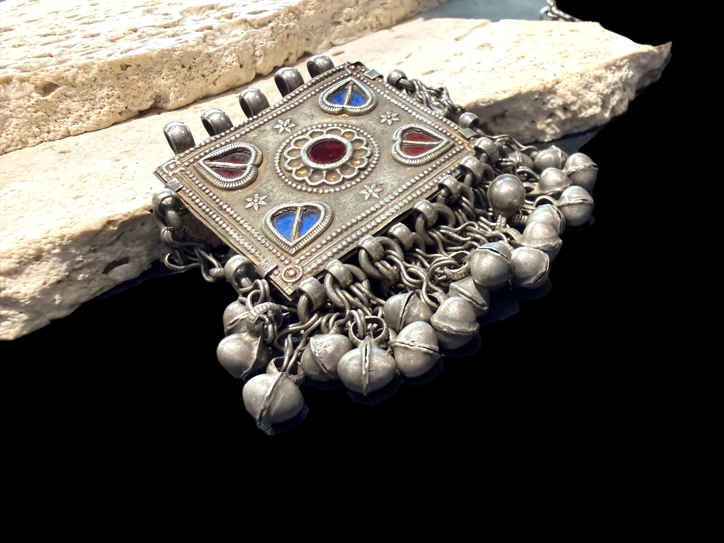Tribal Uzbeki Pendant in Silver and Gold - Image 3