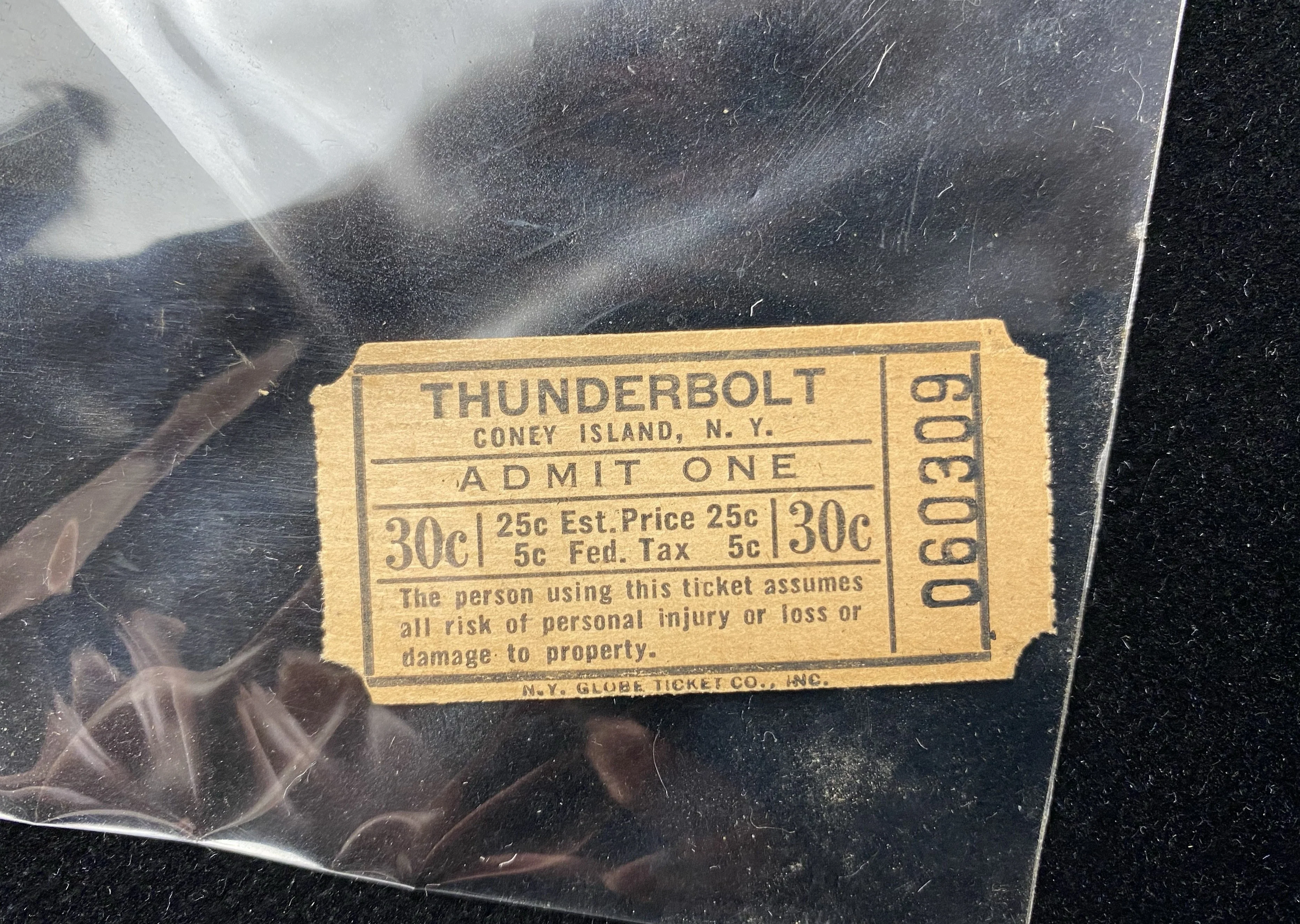 Vintage Coney Island Thunderbolt Ticket