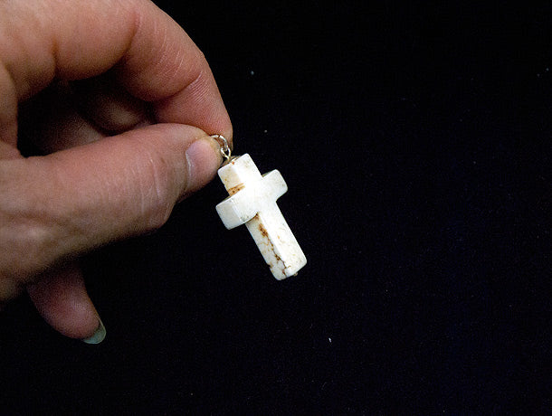 White Stone Cross Pendant - Image 3